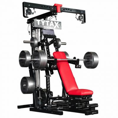 Мультистанция Tytax M2 Мультистанция Tytax M2 Силовой комплекс TYTAX M2 – это усовершенствованная модель M1, в которую добавлена функция кроссовера, улучшенный дизайн и биомеханика - это расширяет его возможности и позволяет выполнять более 400 упражнений.
В стандартную поставку комплекса входит 2 рабочих места и независимая скамья для перемещения.
Пожизненная гарантия на раму и корпус.
Максимальный вес пользователя: 150 кг.
Вес тренажера в стандартной комплектации: 330 кг.